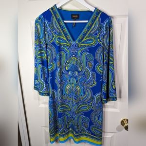 Laundry by Shelli Segal Dress blue And green paisley print size Small